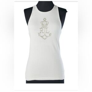 60’s Ralph Lauren knit tank top with beads embroidery vintage